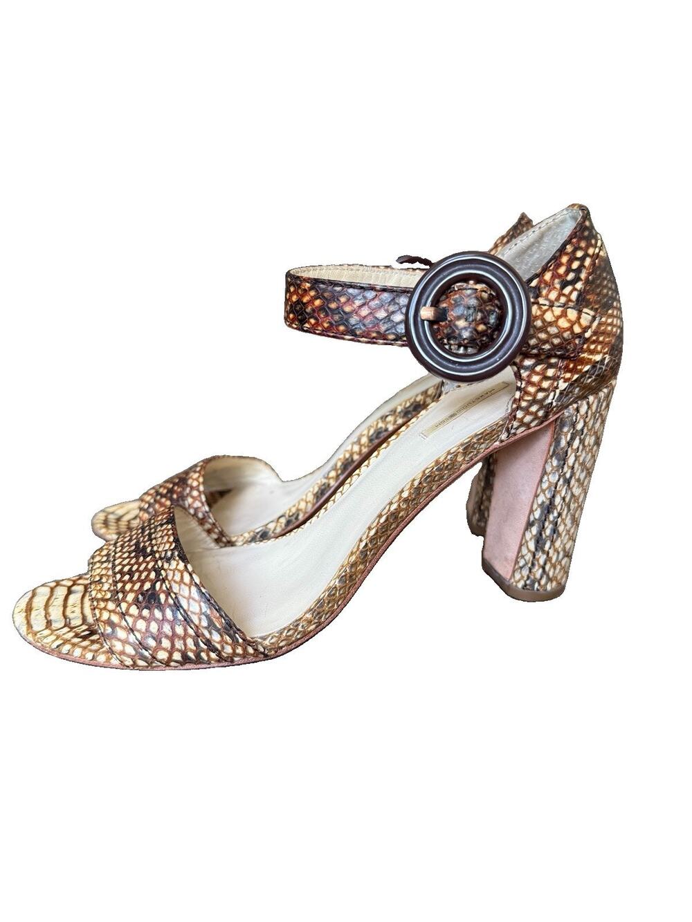 Y2K Max Studio Genuine Snakeskin Block Heel Sandals 6.5 or 7